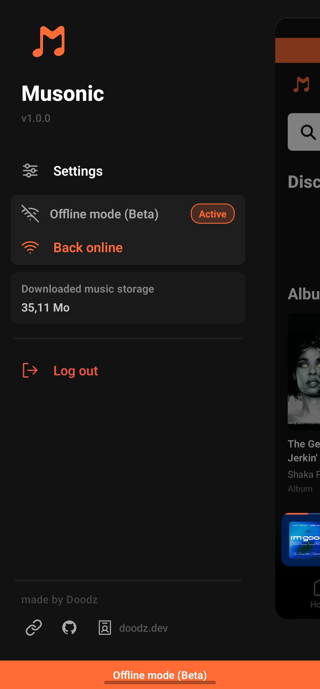 Side drawer offline