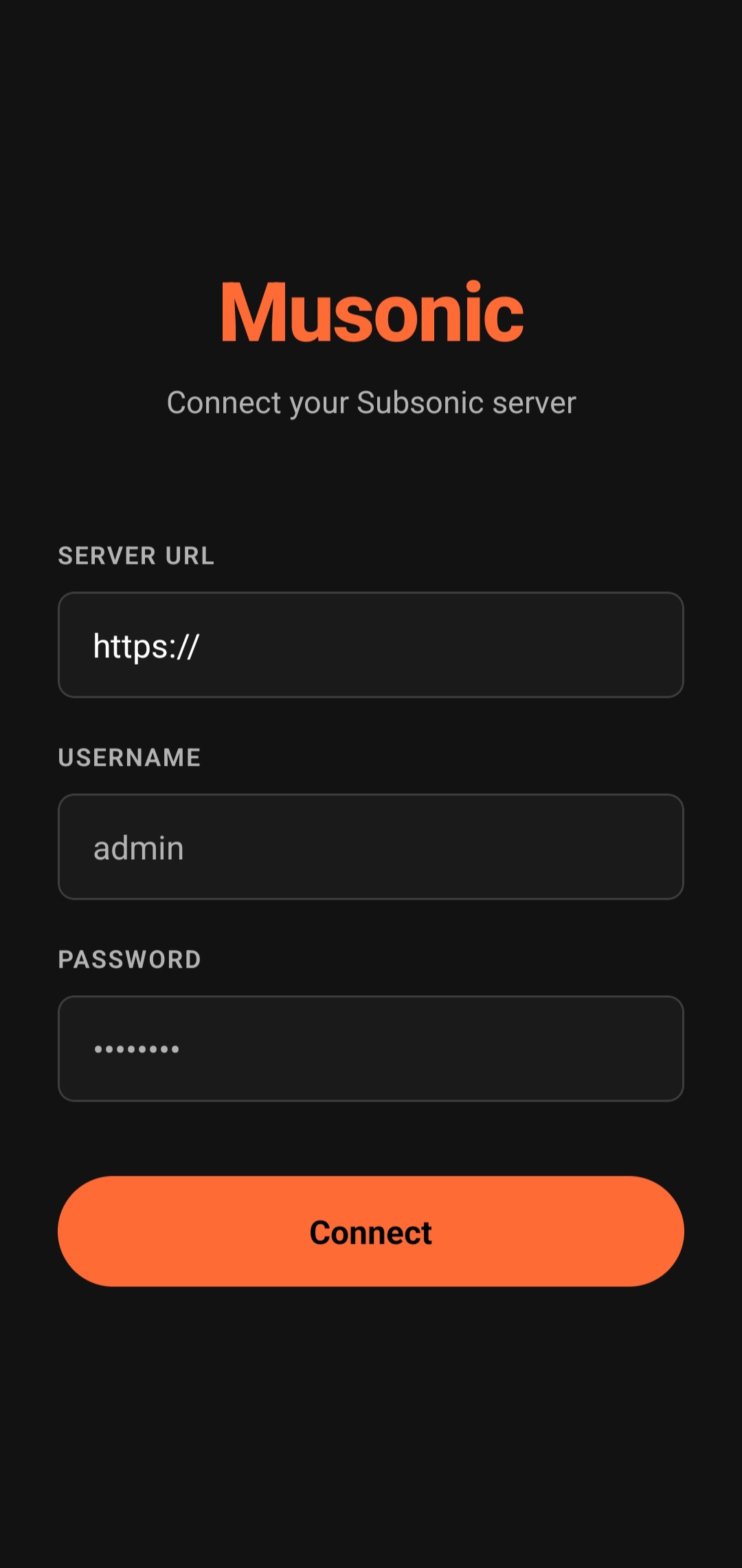 Login screen