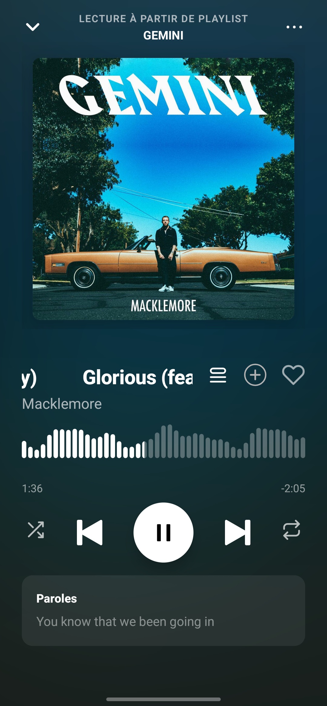 Musonic full-screen player